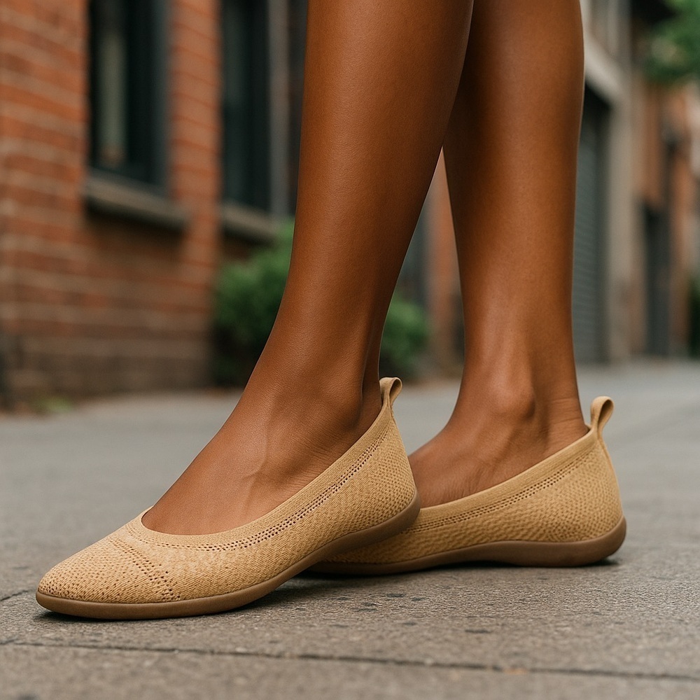 Dearfoams | Women's Nadia Ballet Flat Tan/Cream New No Box Size 8